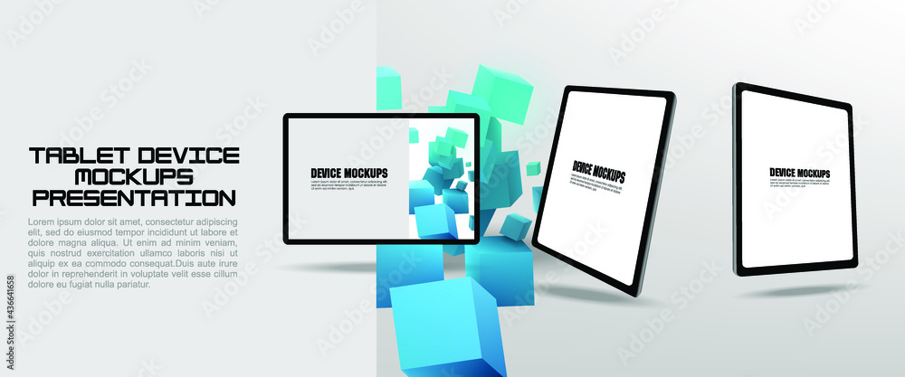 Tablet Frame Design Vetor Tablet frame with blank screen, Realistic 3D tablet from three ...