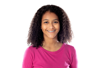 Wall Mural - Cute African teenager girl with brackets