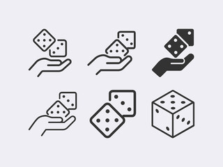 Dice vector linear icon set. Dice symbol