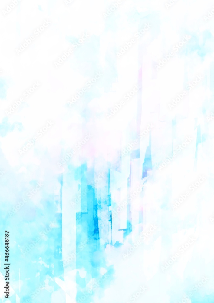 幻想的な水色の縦線の水彩テクスチャ背景 Abstract Wall Mural Abstra いおるな