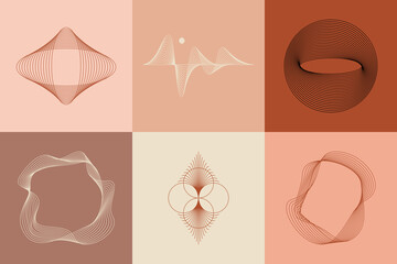 Fototapete - Vector set of linear boho icons and symbols - abstract logo design templates  and prints - design elements for decoration in modern minimalist style for social media posts, stories
