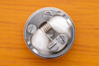 top view, close up, macro shot of single space coil with japanese organic cotton wick in high end rebuildable dripping atomizer for flavour chaser, vaping device, selective focus