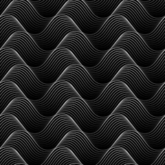 Vector monochrome seamless pattern. Abstract dunes of white lines wallpaper or textile design.