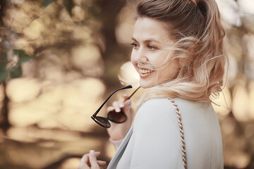 Wall Mural - happiness girl adult / beautiful female model in a happy mood, cheerful cheerful girl beautiful happy woman