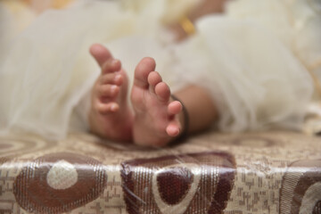 Wall Mural - Cute little baby lying on bed