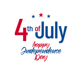 Wall Mural - typographic lettering of 4th of july on white background. happy independence day.