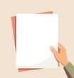 © Nadezhda - Hand holding empty white sheet of paper. Concept of notice, contract notify, announce, postcard, gesture, without list, placard. Flat style modern design vector illustration
