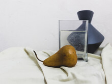 Minimalist Still Life With Pears On A White Background