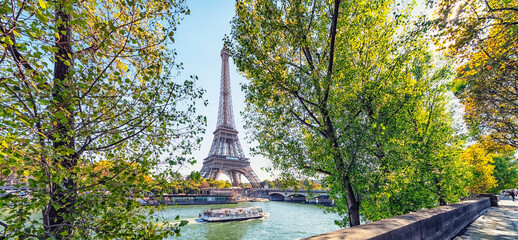 Fototapete - Eiffel Tower in Paris city