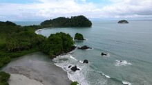 Beautiful Cinematic Aerial Footage Of Manuel Antonio National Park And Its Magnificent Beach In Quepos Costa Rica	