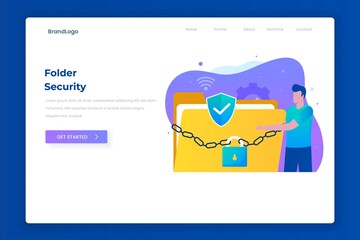 Wall Mural - folder protection illustration landing page. illustration for websites, landing pages, mobile applic