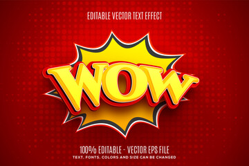Wall Mural - Editable 3d WOW Speech Bubble text effect. Easy to change or edit. Vector Illustration