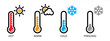 Thermometer icon or temperature symbol, sun, cloud, snowflake, vector and illustration, vector illustration.