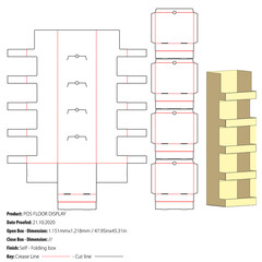 Point of sale floor display packaging design template selffold die cut - vector.