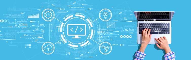 Web development concept with person using a laptop