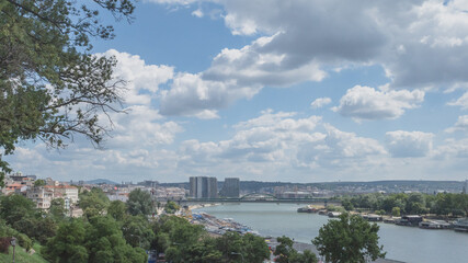 Wall Mural - Sava River viewed from Belgrade Fortress, in Belgrade, Serbia