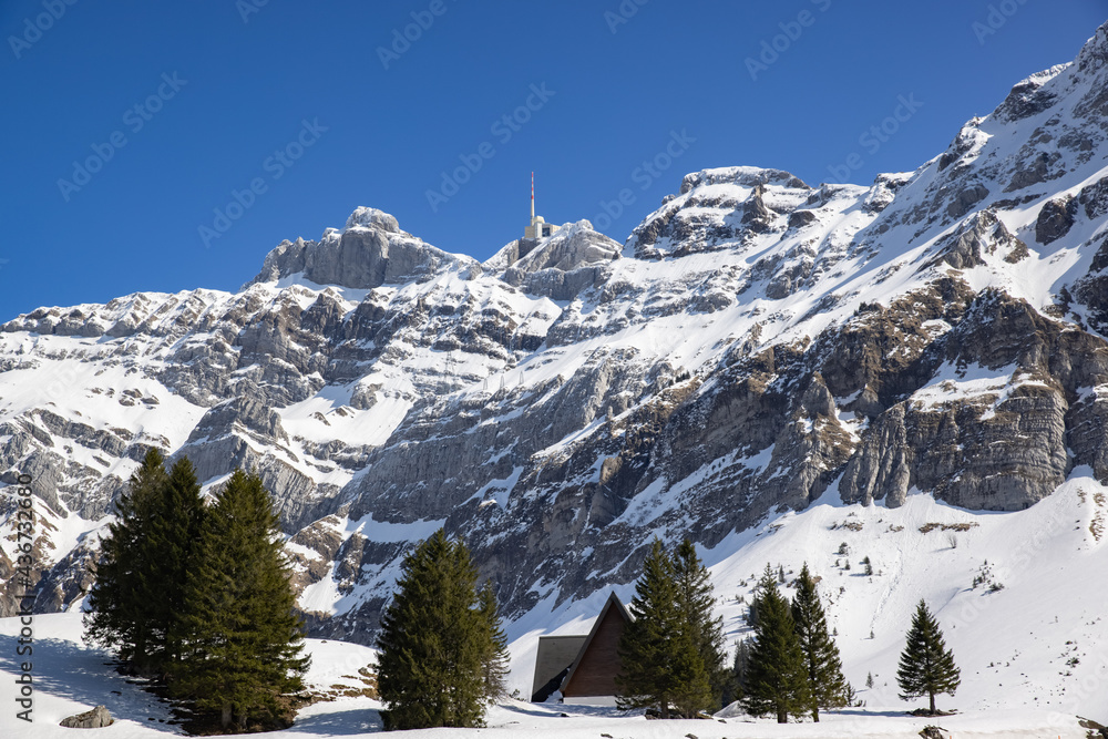 santis mountain with transmission tower in the foreground there are ...