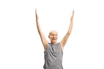 Poster - Elderly man exercising and stretshing arms