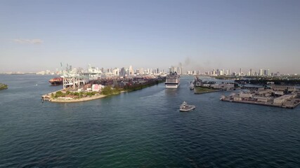 Wall Mural - 5k Drone video Port Miami harbour