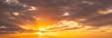 Fototapeta Zachód słońca - Sunshine In Sunrise Bright Dramatic Sky. Sun Ray Through Dark Rainy Clouds. Scenic Colorful Sky At Dawn. Sunset Sky Natural Abstract Background. Panorama