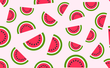 Wall Mural - Watermelon slices fruit summer seamless pattern.