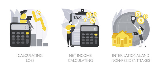 Sticker - Accountancy service abstract concept vector illustrations.