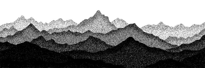 Imitation of a mountain landscape, banner, shades of gray	