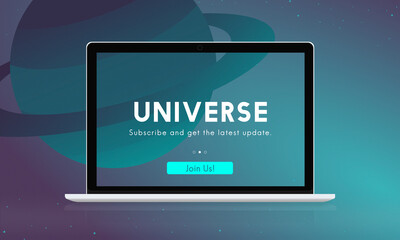 Sticker - A laptop with a universe graphic