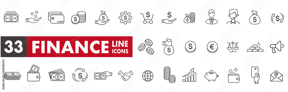 line icon of Vector business and finance - obrazy, fototapety, plakaty 