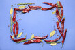 © Pixel-Shot - Frame made of hot chili peppers and spices on color background