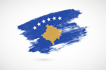 Happy independence day of Kosovo with vintage style brush flag background