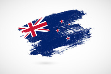 Wall Mural - Happy waitangi day of New Zealand with vintage style brush flag background