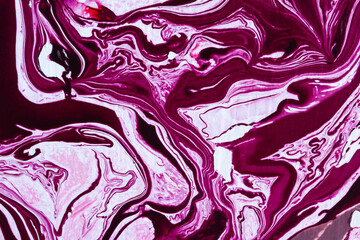  Magenta marble texture. Abstract acrylic pink and purple background. Fuchsia artistic fluid art. Beautiful lines of mixing colors of white, pink, crimson, lilac. Modern painting for a stylish design