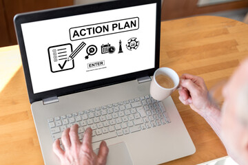 Poster - Action plan concept on a laptop