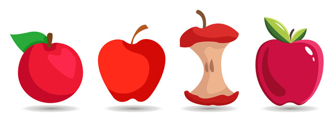 Wall Mural - apple vector clip art set. red apple clip art, apple core clip art.