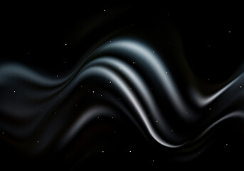 Wall Mural - Black realistic wave silk material abstract background