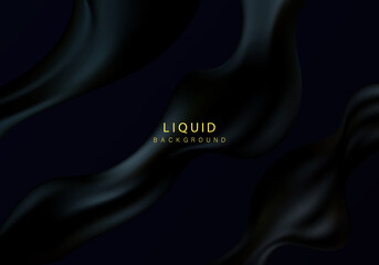 Wall Mural - Luxurious wavy abstraction. Trendy background with wavy black material.