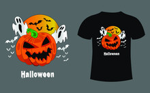 Halloween T-Shirt Design. Halloween Vector Graphic. Halloween Horror T-Shirt Illustration. Ghost T-shirt Design. Beautiful And Eye-catching Halloween T-Shirt