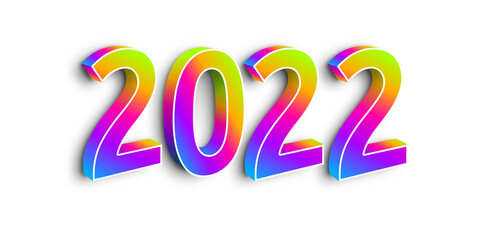 Neon Numbers 2022 on White Background.