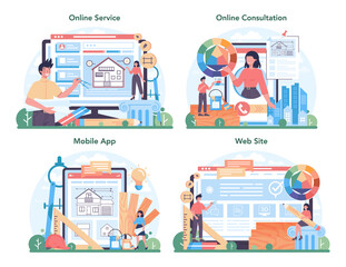 Wall Mural - architecture online service or platform set. idea of building project