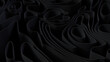 © RocknRoller Studios - Black 3D Ribbons form a Dark abstract background. 3D Render.