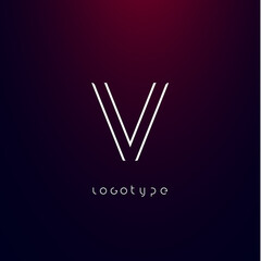 Aufkleber - Futurism style letter V. Minimalist type for modern futuristic logo, elegant cyber tech monogram, digital device and hud graphic. Minimal style symbol, vector design