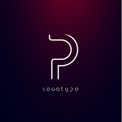 Aufkleber - Futurism style letter P. Minimalist type for modern futuristic logo, elegant cyber tech monogram, digital device and hud graphic. Minimal style symbol, vector design