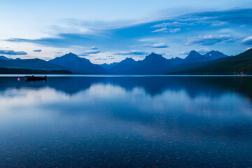 Wall Mural - tranquil Lake Mc Donald in a clear summers day in Glacier National park in Montana.