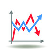 Chart with growing and falling volatile graph vector illustration. Volatility icon. Crisis analysis stock and trade market symbol.