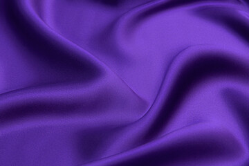Beautiful elegant wavy violet purple satin silk luxury cloth fabric texture with violet background design.