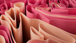 © RocknRoller Studios - Pink and Peach 3D Waves form a Multicolored abstract wallpaper. 3D Render.