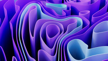 Abstract Background Made Of Purple And Blue 3D Waves. Multicolored 3D Render.  