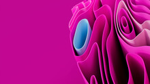 Pink And Blue 3D Waves Form A Multicolored Abstract Background. 3D Render With Copy-space.  