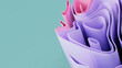 © RocknRoller Studios - Purple and Aqua 3D Waves form a Multicolored abstract wallpaper. 3D Render with copy-space.